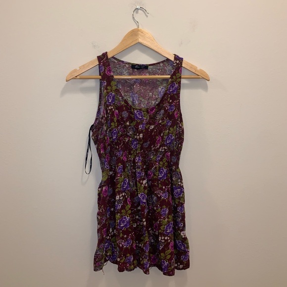 Forever 21 Maroon & Purple Floral Blouse size S - Picture 3 of 10